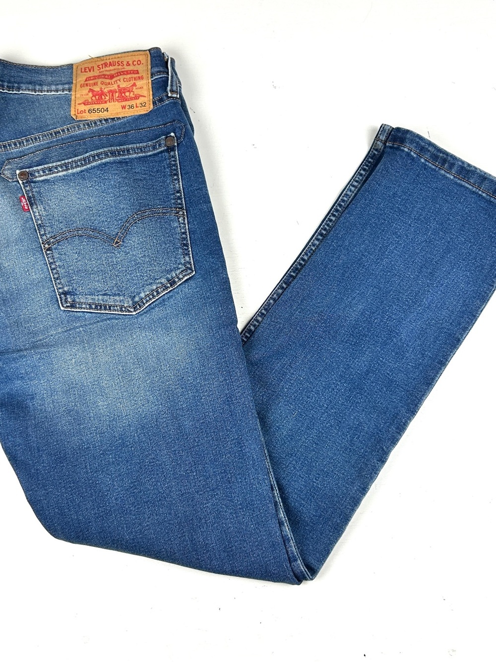 Levi's 65504 Skinny Straight Jeans Men's 36 x 32 Blue Denim Fade Stretch